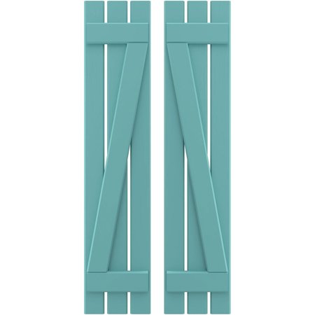 Americraft 3-Board (2 Batten) Wood Spaced Board-n-Batten Shutters W/ Z-Bar, ARW102SB311X58PTH